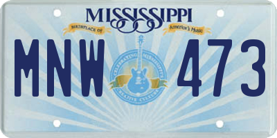 MS license plate MNW473