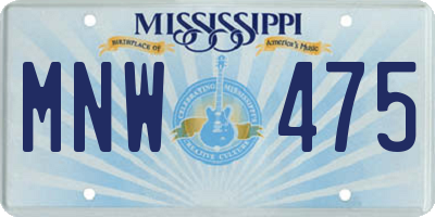 MS license plate MNW475