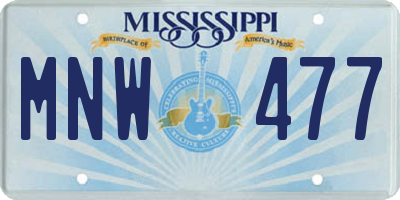 MS license plate MNW477