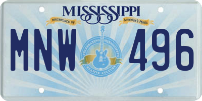 MS license plate MNW496