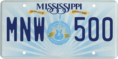 MS license plate MNW500