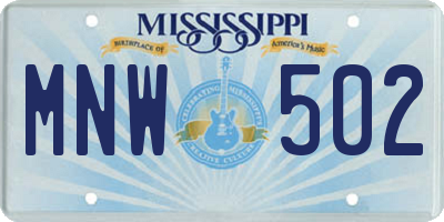 MS license plate MNW502