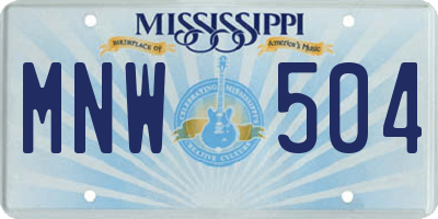 MS license plate MNW504
