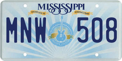 MS license plate MNW508