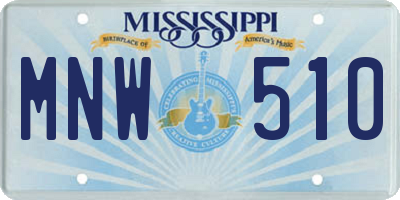 MS license plate MNW510