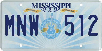 MS license plate MNW512