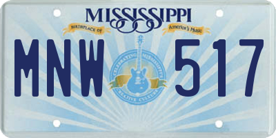 MS license plate MNW517