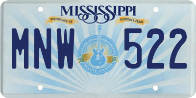 MS license plate MNW522