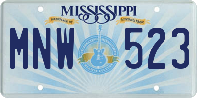 MS license plate MNW523