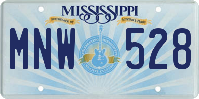 MS license plate MNW528