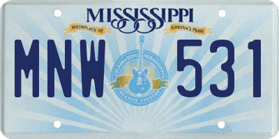 MS license plate MNW531
