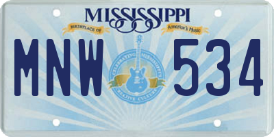 MS license plate MNW534