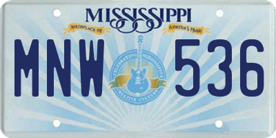 MS license plate MNW536