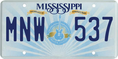 MS license plate MNW537