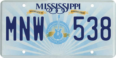 MS license plate MNW538