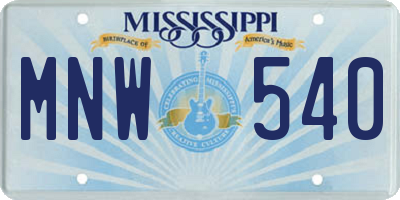 MS license plate MNW540