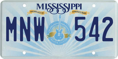 MS license plate MNW542