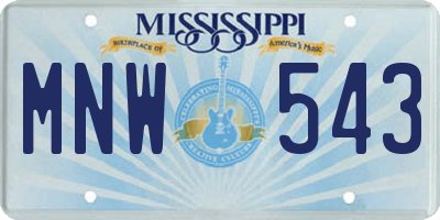 MS license plate MNW543