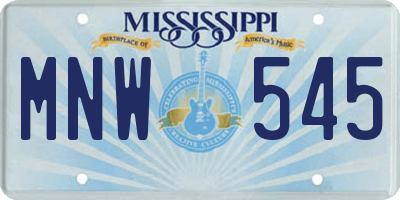 MS license plate MNW545