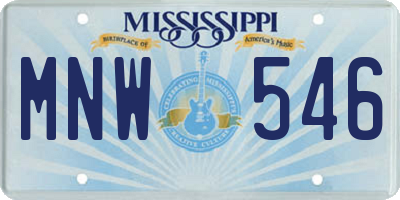 MS license plate MNW546