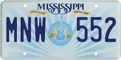 MS license plate MNW552