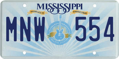 MS license plate MNW554
