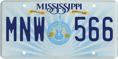MS license plate MNW566