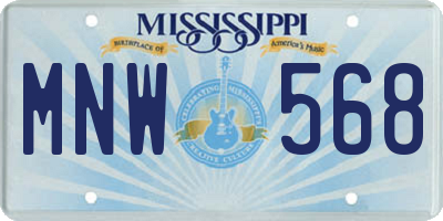 MS license plate MNW568