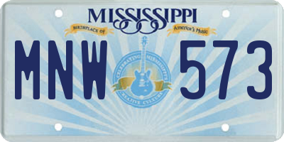 MS license plate MNW573