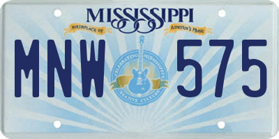 MS license plate MNW575