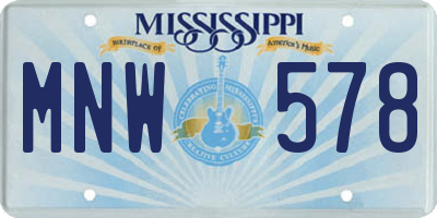 MS license plate MNW578