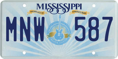 MS license plate MNW587