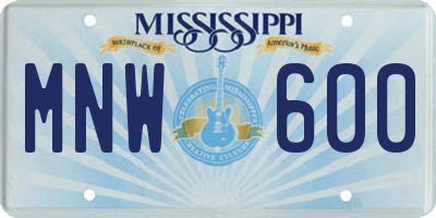 MS license plate MNW600