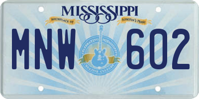 MS license plate MNW602