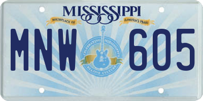 MS license plate MNW605