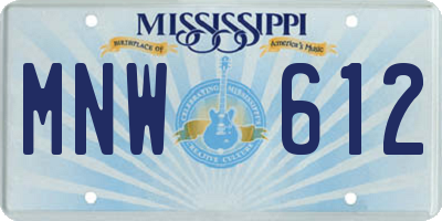 MS license plate MNW612