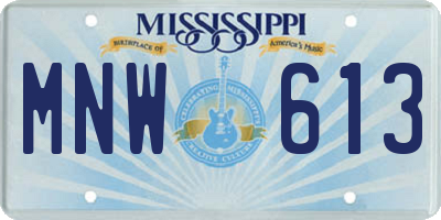 MS license plate MNW613