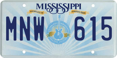 MS license plate MNW615