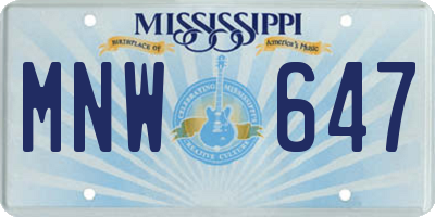 MS license plate MNW647