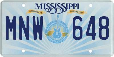 MS license plate MNW648