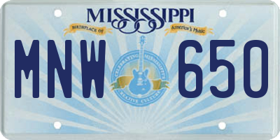 MS license plate MNW650