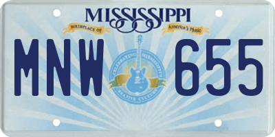 MS license plate MNW655