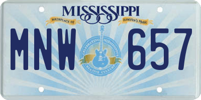 MS license plate MNW657
