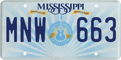 MS license plate MNW663