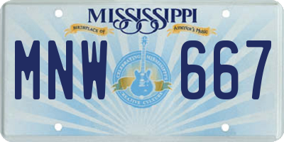 MS license plate MNW667