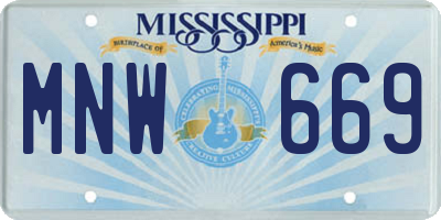 MS license plate MNW669
