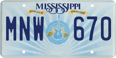 MS license plate MNW670