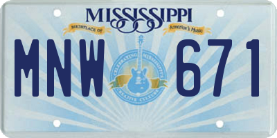 MS license plate MNW671