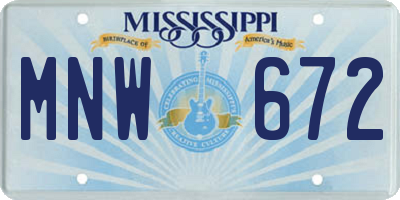 MS license plate MNW672