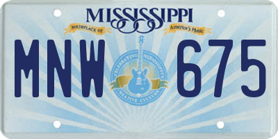 MS license plate MNW675